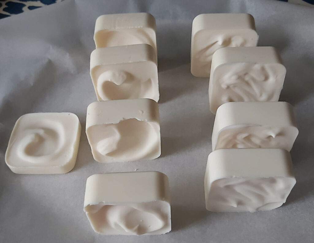 9 white square soaps